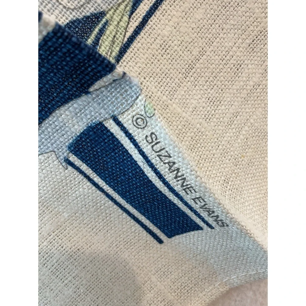 Stevens Linen Kitchen Towel Pink‎ Tulips Blue Bow Dots Vintage Made In USA New